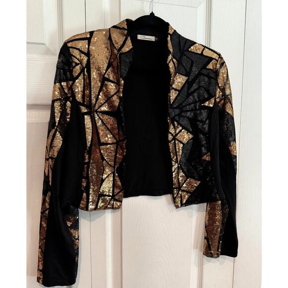 Vintage Stunning Gold and Black Carmin Sequins Blazer - Picture 1 of 8